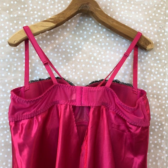 Cacique Lane Bryant Pink Satin Chemise Lingerie Lace Sexy Underwire Size 18/20 - Picture 7 of 9